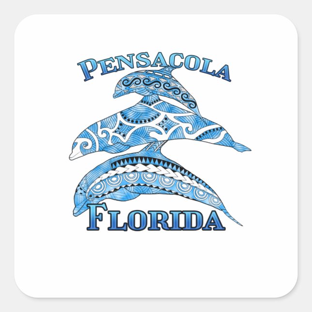 Pensacola Florida Vacation Delphine Quadratischer Aufkleber (Vorderseite)