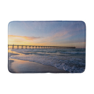 Pensacola Pier Shoreline Sunrise Bath Mat Badematte