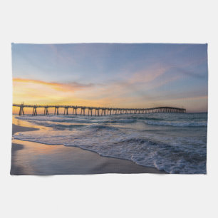 Pensacola Pier Shoreline Sunrise Cuisine Serviette