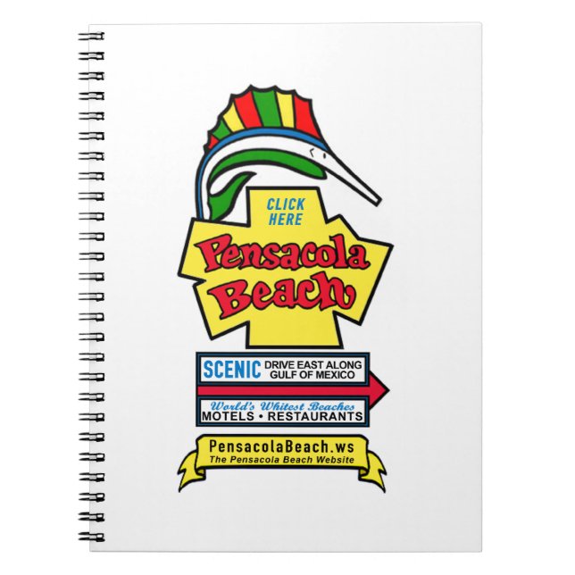 Pensacola-Strand-Zeichen-gewundenes Notizbuch Notizblock (Vorderseite)