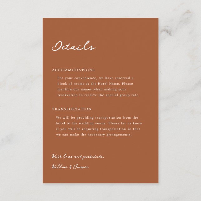 Pensacola Wedding Card Begleitkarte (Vorderseite)