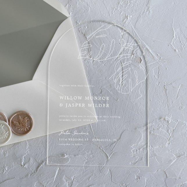 Pensacola Wedding Hawaiian Palm Leaf Acryleinladungen (Von Creator hochgeladen)