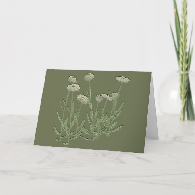 Pensant à vous  Carte de vœux Green Daisy (Devant)