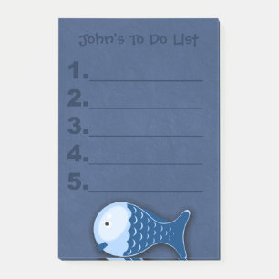 Pense-Bête Enfant Poisson Bleu Post-It