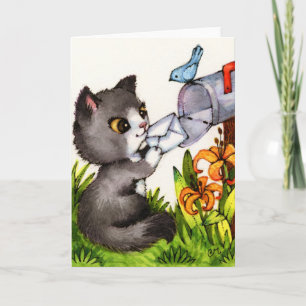 Pensée à vous - carte de voeux mignonne de chat