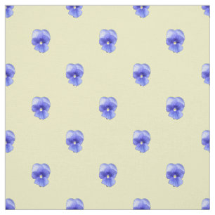 Pensée bleue sur jaune - Tissu
