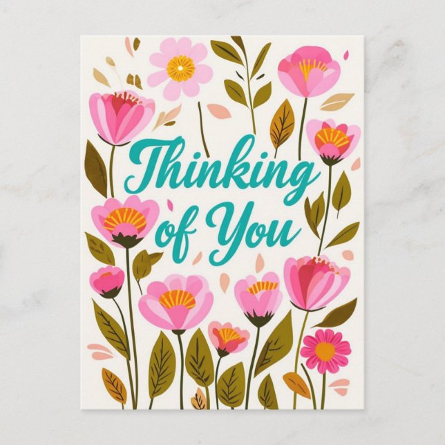 Pensée joyeuse de vous Carte de voeux florale (Devant)