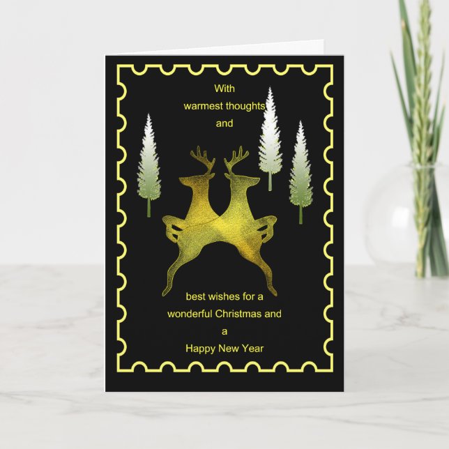 Pensées les plus chaudes Carte de Noël des cerfs (Devant)