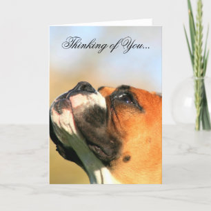 Penser à la carte de voeux de chien boxer