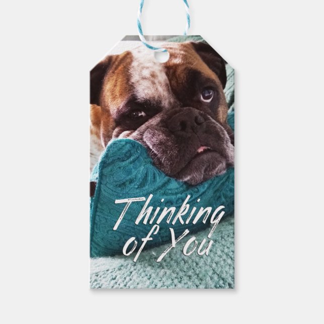 Penser à vous Bulldog photo-cadeau étiquette (Devant)