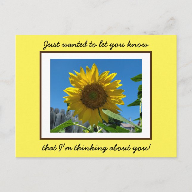 Pensez à vous jolie carte de tournesol jaune (Devant)