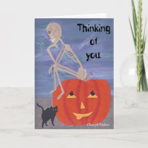 Pensez à vous Skeleton Citrouille Halloween Cartes