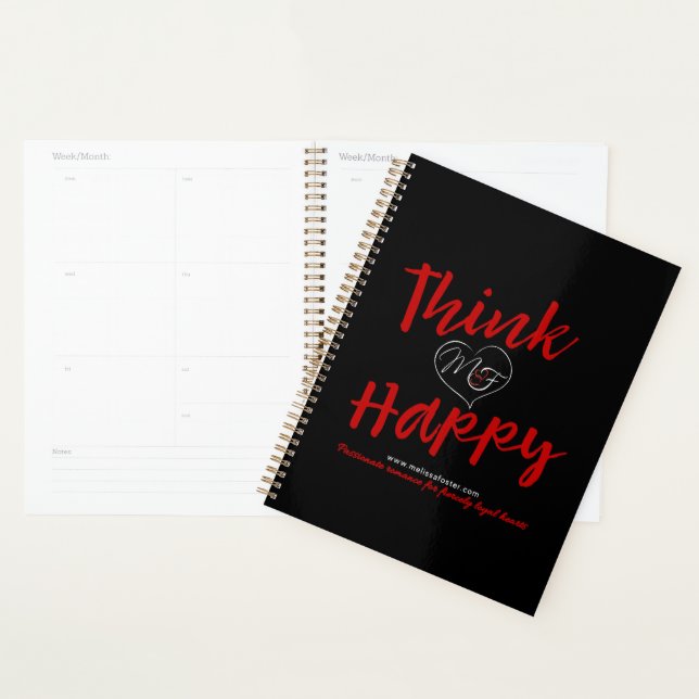 Pensez au joyeux logo noir planificateur (8,5 po x (Devant avec enveloppe)