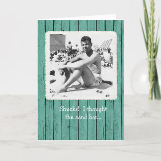Pensez au Sand Bar Servi Bière Carte Anniversaire
