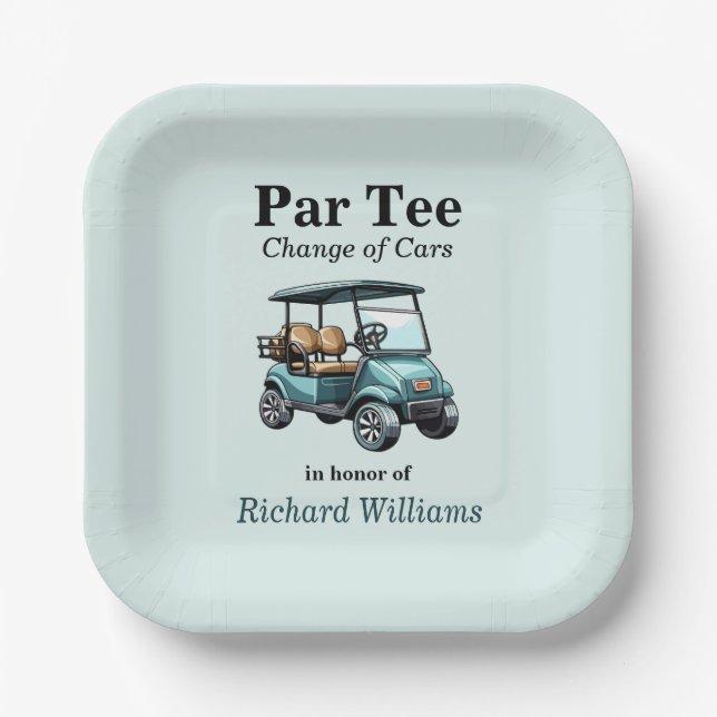 Pension Blue Golf Cart Par T-Shirt Themed Pappteller (Vorderseite)