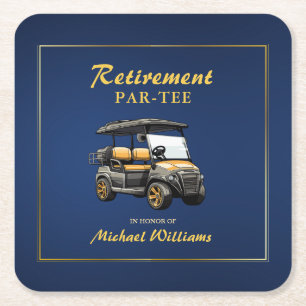 Pension Elegantes Golf Themenwagen Blaues Gold Rechteckiger Pappuntersetzer