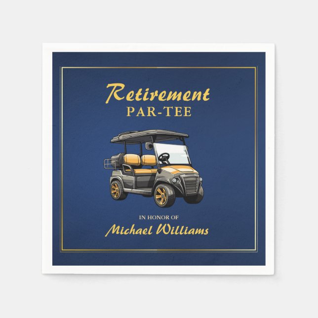 Pension Elegantes Golf Themenwagen Blaues Gold Serviette (Vorderseite)