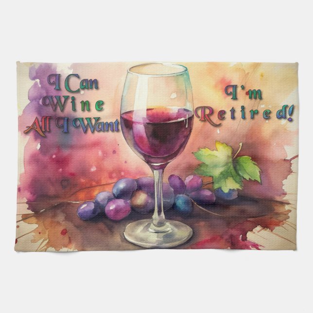 Pension I Can Wine All I Woll Kitchen Handtücher (Horizontal)