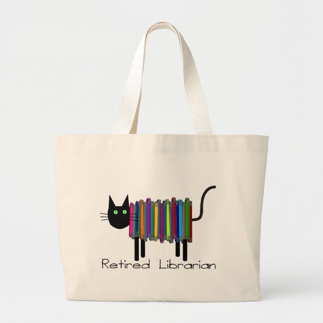 Pensionierte Bibliothekar-Buch-Katzen-Geschenke Jumbo Stoffbeutel (Vorne)