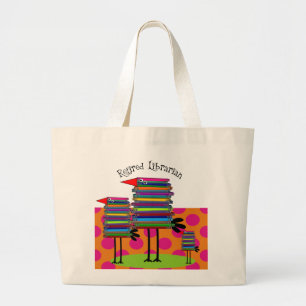 Pensionierte Bibliothekar-Buch-Vögel III Jumbo Stoffbeutel