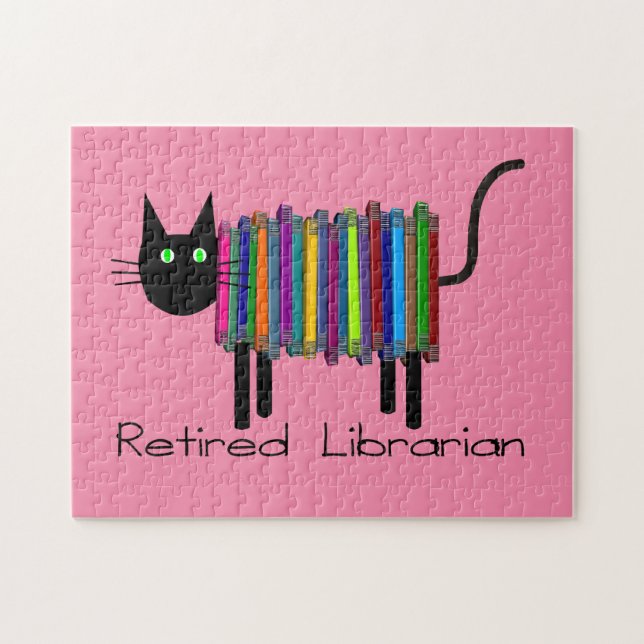 Pensionierte Bibliothekarin Buchkatze  (Horizontal)