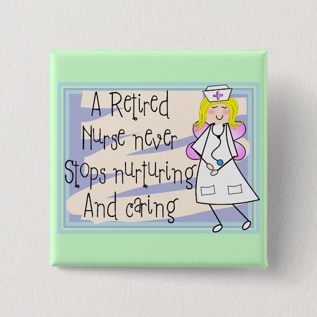 Pensionierte Krankenschwester-Engels-Kunst-Karten Button (Vorderseite)