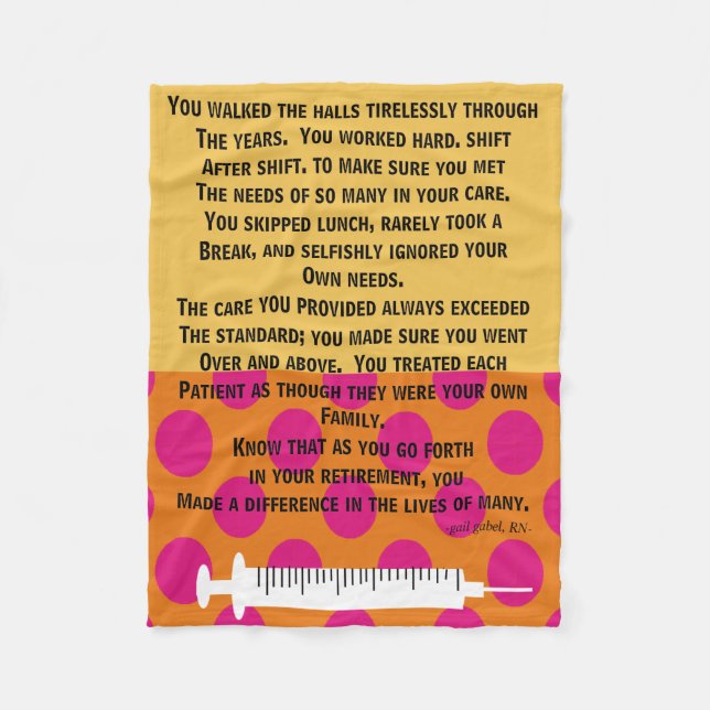 Pensionierte Krankenschwester-Gedicht-Fleece-Decke Fleecedecke (Vorderseite)