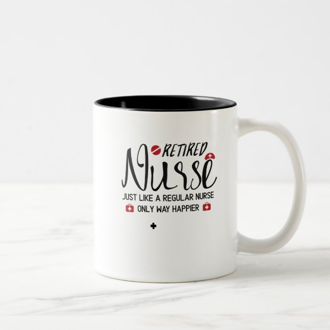 Pensionierte Krankenschwester-großes Geschenk Zweifarbige Tasse (Rechts)