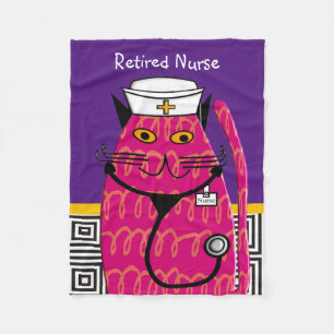 Pensionierte Krankenschwester-Katzen-Fleece-Decke Fleecedecke