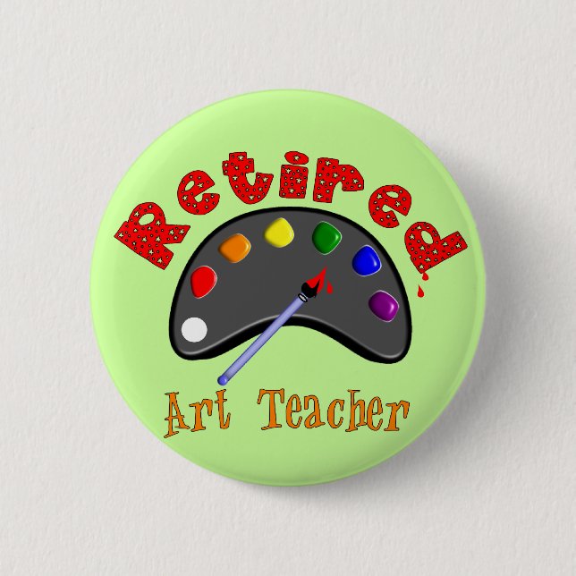 Pensionierte Kunstlehrer-3D prägeartige Button (Vorderseite)