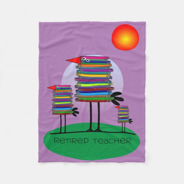 Pensionierte Lehrer-Fleece-Decken-Buch-Vögel lila Fleecedecke (Vorderseite)