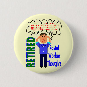 Pensionierte Postangestellter-"Gedanken-" lustige Button