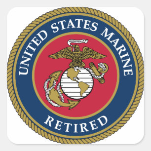 Pensioniertes Blau US Marinesoldat Quadratischer Aufkleber