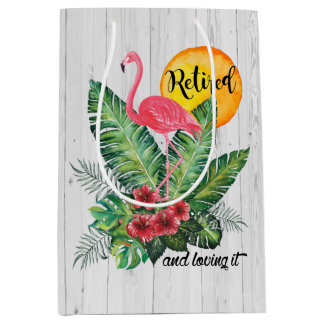 Pensioniertes Flamingo-Aquarell Mittlere Geschenktüte