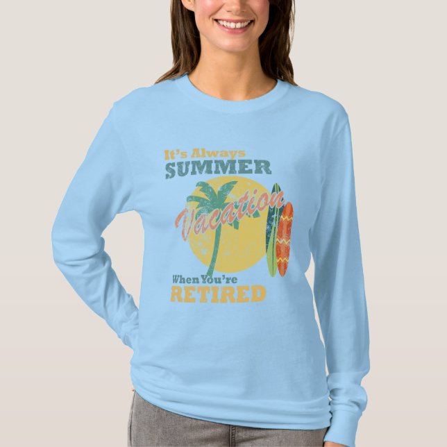 Pensionierung Bliss Frauenblauer, lang Ärmeliger T T-Shirt (Vorderseite)