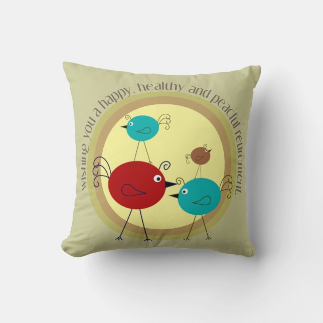 Pensionskissen Retro Birds Design Kissen (Vorderseite)