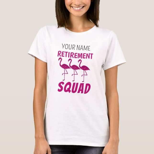 Pensionsquad pink flamingo Custom pensionname T-Shirt (Vorderseite)