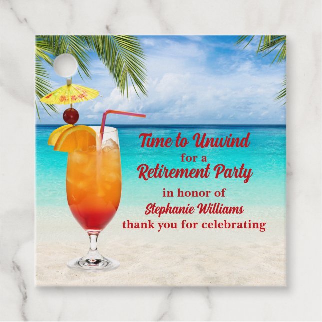 Pensionssommer Farewell Cocktail Beach Party Geschenkanhänger (Vorderseite)