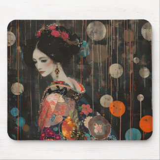Pensive Frau in Kimono Mousepad