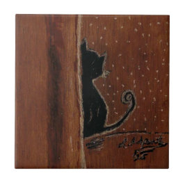 Pensive Katze rechte Keramik Fliese