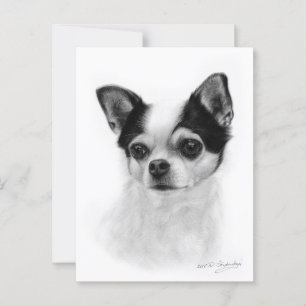 "Pensive" preisgekrönte Chihuahua-Malerei Postkarte
