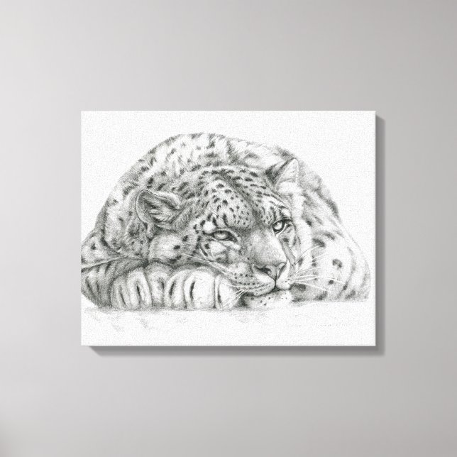 Pensive Snow Leopard von S. Ledneva-Schukina G008 Leinwanddruck (Vorderseite)