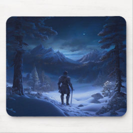 Pensiver Ritter des Winterwunderlandes Mousepad