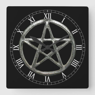 Pentacle Square Roman Numerals Clock Quadratische Wanduhr