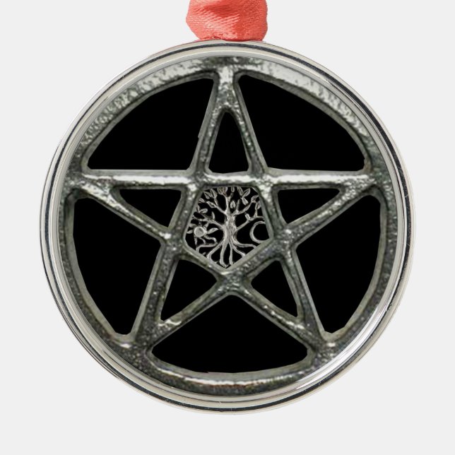 Pentacle Tree Of Life Ornament Aus Metall (Vorne)