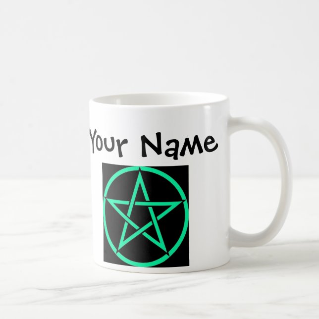 Pentacle Turquoise personnalisé Wiccan Mug (Droite)