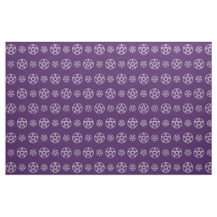 Pentacules blanches sur tissu de sorcière mauve C