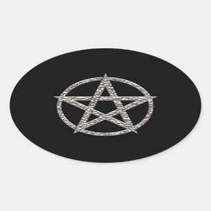 Pentagram Hammerchrome Oval Aufkleber