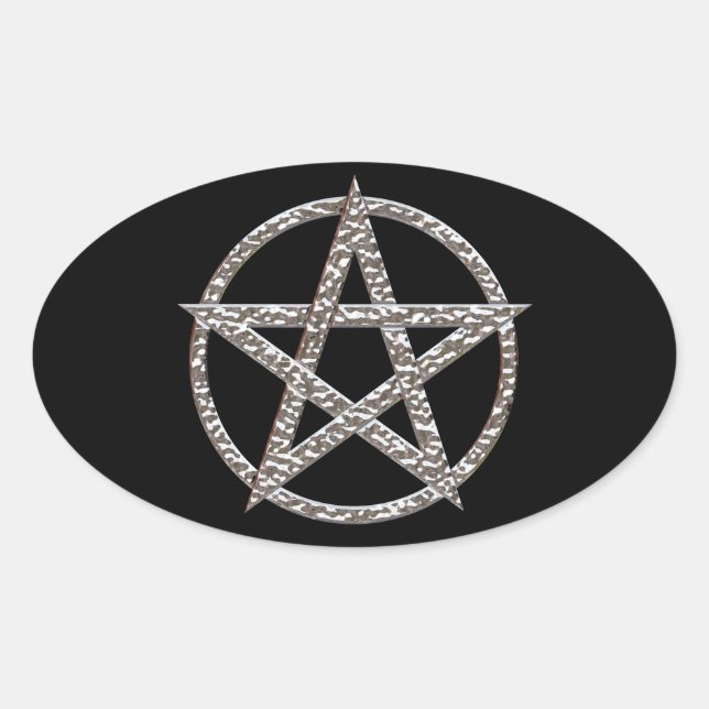 Pentagram Hammerchrome Oval Sticker (Vorderseite)