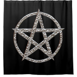 Pentagram Hammered Chrome Duschvorhang